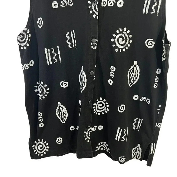 Moving Bleu Designers Originals Black and White Tribal Swirl Sun Leaf Tank Large - Picture 4 of 5